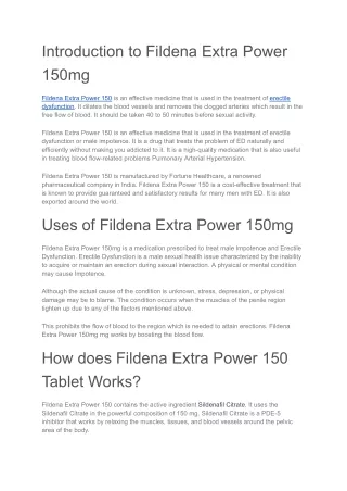 Fildena Extra Power 150mg Tablets