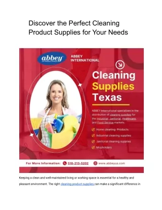 Discover the Perfect Cleaning Product Supplies for Your Needs