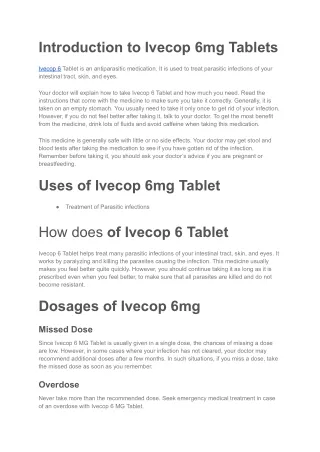 Ivecop 6mg Tablets