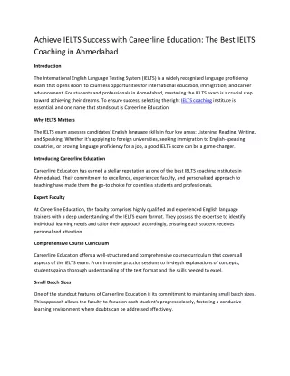 "IELTS Coaching Excellence: Your Path to Success with Careerline Education"