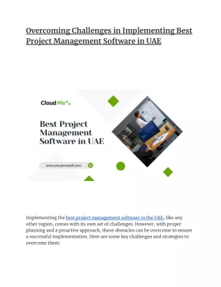 Overcoming Challenges in Implementing Project Management Software in UAE