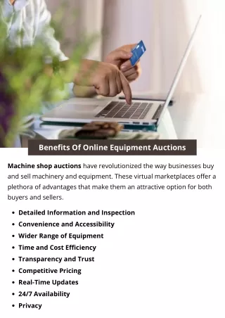 Benefits Of Online Equipment Auctions