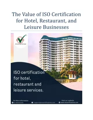 The Value of ISO Certification for Hotel, Restaurant, and Leisure Businesses