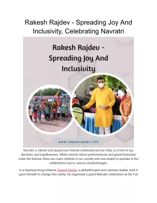 Rakesh Rajdev - Spreading Joy And Inclusivity, Celebrating Navratri