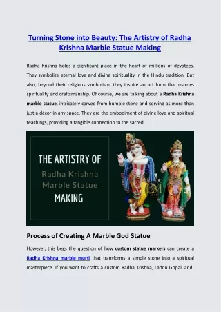 Turning Stone into Beauty The Artistry of Radha Krishna Marble Statue Making