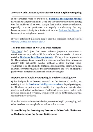 How No-Code Data Analysis Software Eases Rapid Prototyping