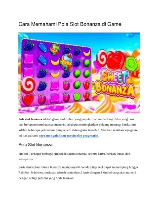 Cara Memahami Pola Slot Bonanza di Game