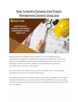 How To Build a Dynamic Civil Project Management System Using Java