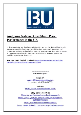 Analyzing National Grid Share Price Performance in the UK