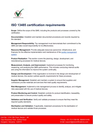 ISO 13485 certification requirements