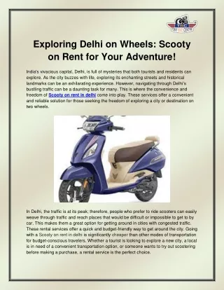 Scooty on Rent in Delhi