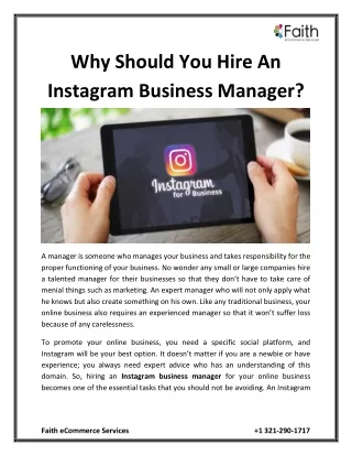 Why Should You Hire An Instagram Business Manager?
