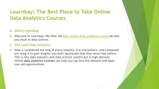 Learnbay - The Best Place to Take Online Data Analytics Courses