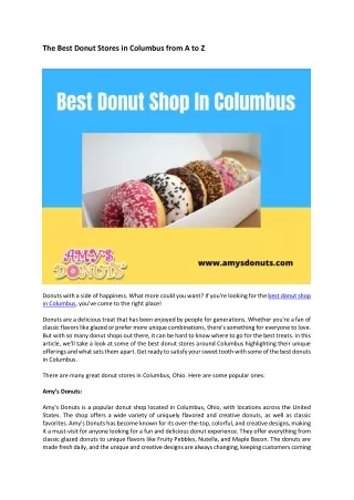 Best Donut Stores In Columbus From A to Z