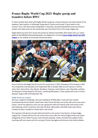 France Rugby World Cup 2023 Rugby gossip and transfers before RWC