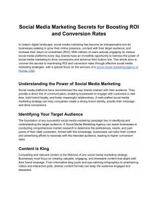 Social Media Marketing Secrets for Boosting ROI and Conversion Rates
