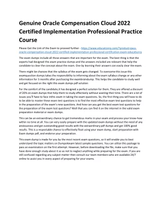 Genuine Oracle Compensation Cloud 2022 Certified Implementation Professional