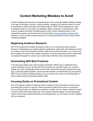 Content Marketing Mistakes to Avoid