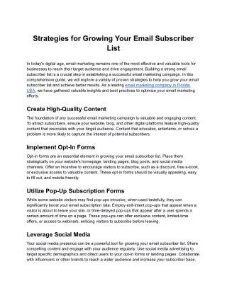 Strategies for Growing Your Email Subscriber List