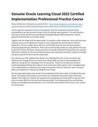 Genuine Oracle Learning Cloud 2022 Certified Implementation Professional Practic
