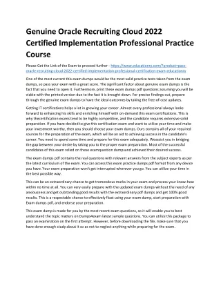 Genuine Oracle Recruiting Cloud 2022 Certified Implementation Professional Pract