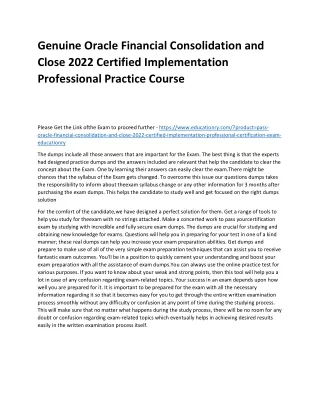 Genuine Oracle Financial Consolidation and Close 2022 Certified Implementation