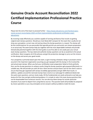 Genuine Oracle Account Reconciliation 2022 Certified Implementation Professional