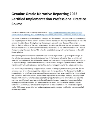 Genuine Oracle Narrative Reporting 2022 Certified Implementation Professional Pr