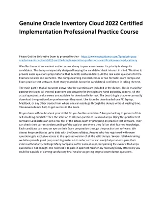 Genuine Oracle Inventory Cloud 2022 Certified Implementation Professional