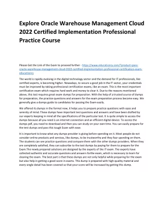 Explore Oracle Warehouse Management Cloud 2022 Certified Implementation