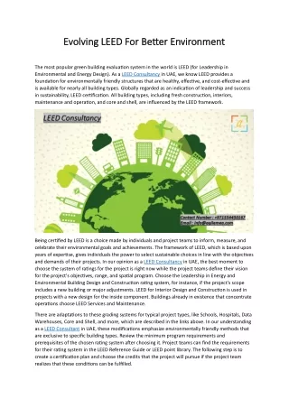 Evolving LEED For Better Environment