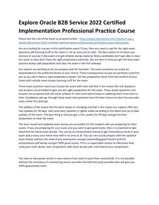 Explore Oracle B2B Service 2022 Certified Implementation Professional Practice C