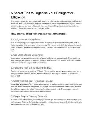 5 Secret Tips to Organise Your Refrigerator Efficiently
