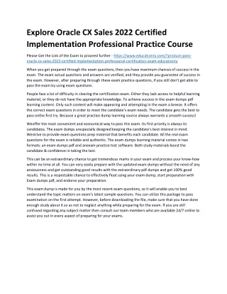 Explore Oracle CX Sales 2022 Certified Implementation Professional Practice