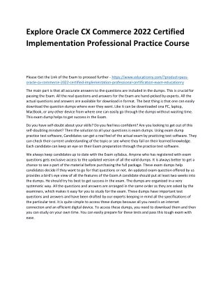 Explore Oracle CX Commerce 2022 Certified Implementation Professional Practice