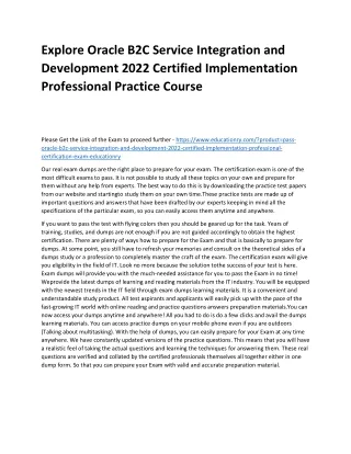 Explore Oracle B2C Service Integration and Development 2022 Certified Implementa