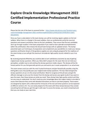 Explore Oracle Knowledge Management 2022 Certified Implementation Professional P