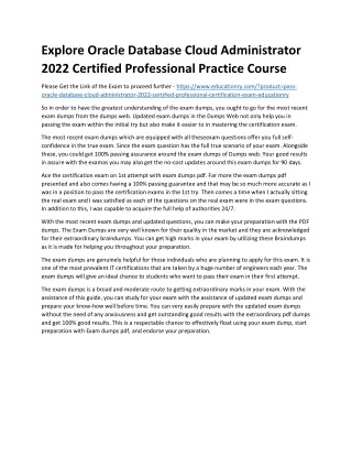 Explore Oracle Database Cloud Administrator 2022 Certified Professional Practice