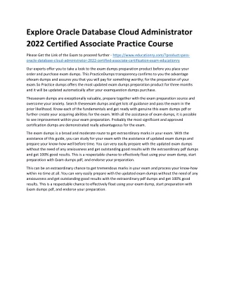 Explore Oracle Database Cloud Administrator 2022 Certified Associate Practice Co