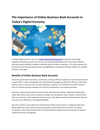 The Importance of Online Business Bank Accounts in Today's Digital Economy