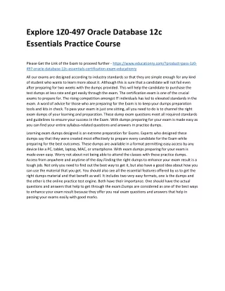 Explore 1Z0-497 Oracle Database 12c Essentials Practice Course