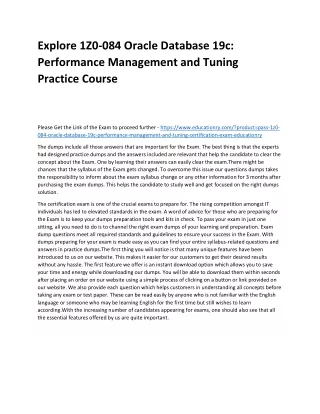 Explore 1Z0-084 Oracle Database 19c: Performance Management and Tuning Practice