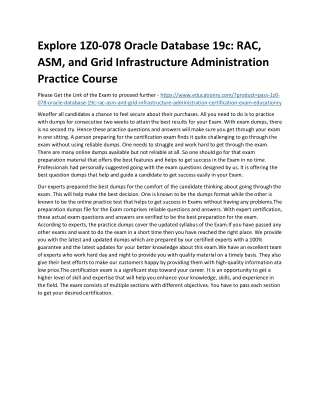 Explore 1Z0-078 Oracle Database 19c: RAC, ASM, and Grid Infrastructure Administr