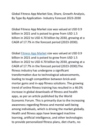 Global Fitness App Market Size