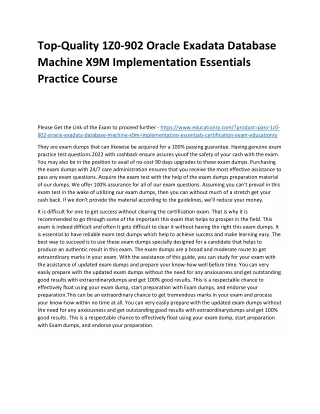 Top-Quality 1Z0-902 Oracle Exadata Database Machine X9M Implementation Essential