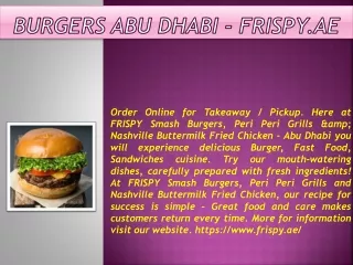 Burgers Abu Dhabi - frispy.ae