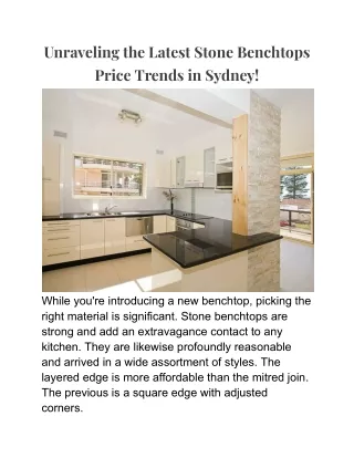 Unraveling the Latest Stone Benchtops Price Trends in Sydney