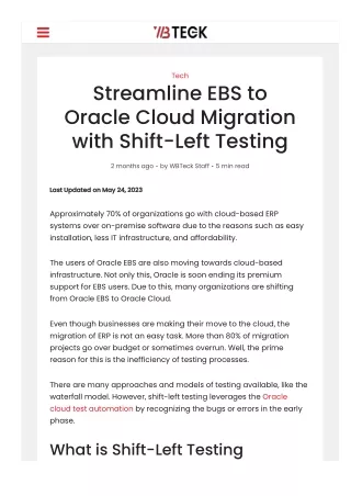 Streamline EBS to Oracle Cloud Migration with Shift-Left Testing