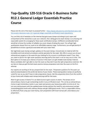 Top-Quality 1Z0-516 Oracle E-Business Suite R12.1 General Ledger Essentials Prac