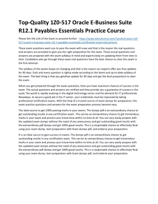 Top-Quality 1Z0-517 Oracle E-Business Suite R12.1 Payables Essentials Practice C